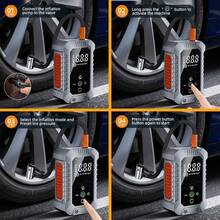 Mini Tire Inflator With Digital Pressure Gauge, Portable Air Compressor, Smart Car Tire Inflator, 150 PSI, With Emergency Light, Suitable For Car/Motorcycle/Bicycle/Balls. 7.4V 1800mAh Lithium-Ion Battery - Multicolor - View 12
