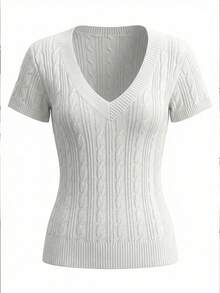 Free Form Spring/Summer New Arrival French Elegant Casual Sexy Women Knit Pullover Sweater, Women Knit Top, Minimalist, Minimalism, Summer Outfit, Summer Top, Spring Clothing, Spring Outfit, White Top, White Outfit - White - View 3