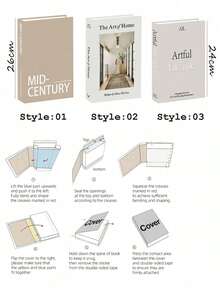 Lot de 3 faux livres pliables (1 pièce), livres décoratifs et à la mode avec des noms de villes internationales. Décoration d'intérieur élégante, idéale pour diverses pièces (chambre, salon, bureau, salle de bain, meuble TV, hall d'entrée, bibliothèque). Idée cadeau pour les fêtes. - Multicolore - Voir 3