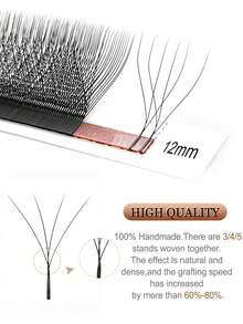 CoMango 12 Pairs L-Curl 3D 4D 5D Pre-Fanned Lash Extension Set, W-Curl 0.07mm Faux Mink Natural Soft Flared Curly Thick Lashes - L - View 6