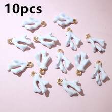 10 piezas de 16x10x5mm Colgantes de coral esmaltado 3D de aleación metálica para hacer joyas DIY, accesorios para pulseras, aretes, collares - coral - Ver 8