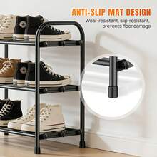 7Sevenjokers 3-Tier Extendable Shoe Rack, Adjustable Shoe Organizer 43-78cm, Black Metal Free Standing Shoe Storage Shelf For Closet, Entryway, Space Saving For Small Spaces - Black - Three-tier Telescopic Shoe Rack - View 6