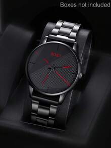 Đồng hồ nam công sở phong cách công nghiệp, mặt tròn, máy quartz, thích hợp đeo hàng ngày, làm quà tặng sinh nhật, hoặc làm quà tặng cho bản thân hay bạn bè (không bao gồm hộp đựng đồng hồ). - màu đen - Xem 2