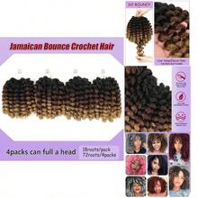 Jamaican Bounce Crochet Hair For  - 4 Packs, 72 Roots, Natural Black, Jumpy Wand Curls, Short Pre - Looped Curly Hair (8 Inch, 1B/30/27) - Nhiều màu - Xem 1