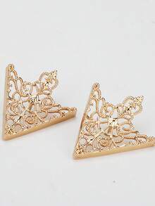 2pcs Unisex Vintage Hollow V-Shaped Collar Pins, Suitable For Daily Wear And Parties - Silver - View 6