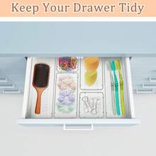 2/6/10pcs Transparent Solid Color Storage Boxes, Cosmetic & Jewelry Organizer, Desktop Decor, Drawer Divider - Multicolor - View 3