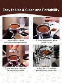 1pc Brutelle Stainless Steel Coffee Powder Distributor, Portable Coffee Powder Dispenser Suitable For Home, Office And Travel - Brown - View 5