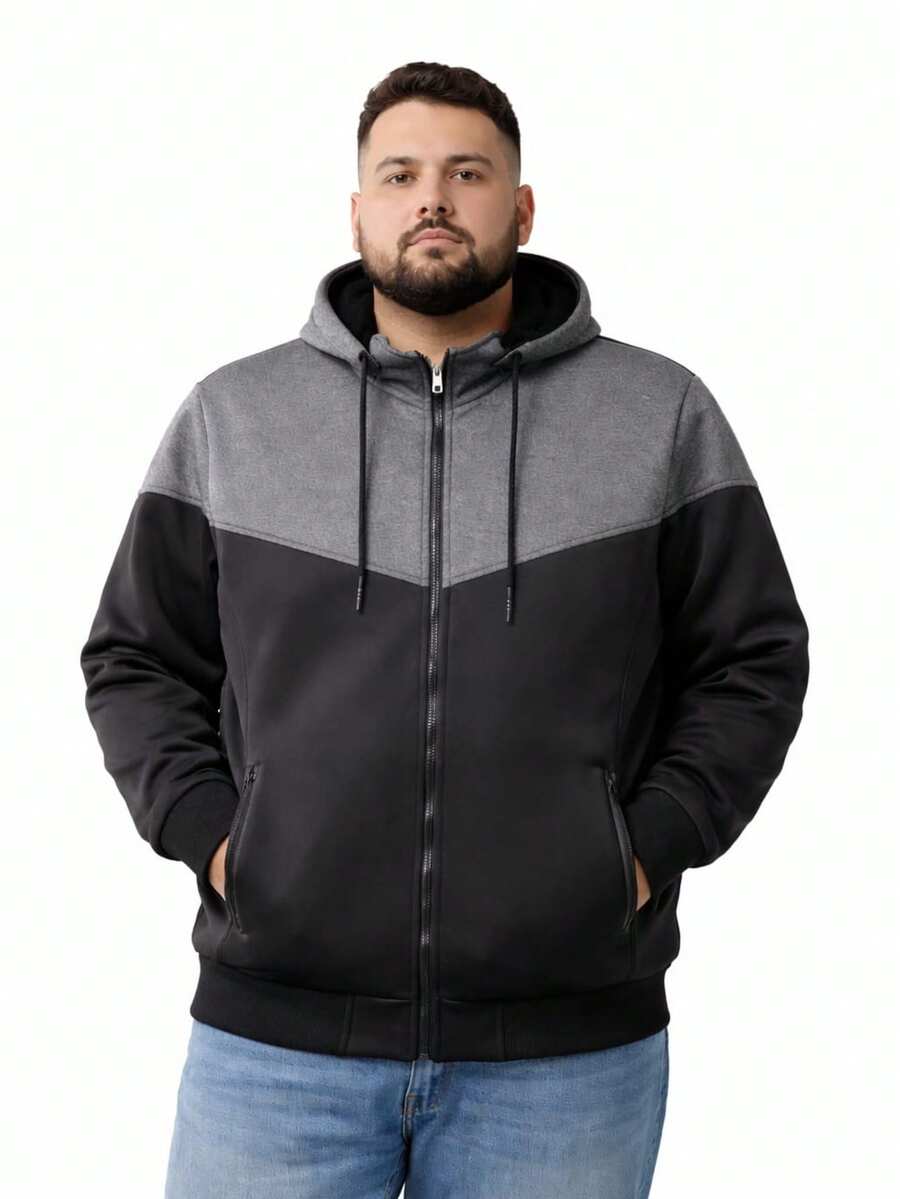 Men's Plus Size Premium Waterproof Neoprene Fleece Jacket, Sizes G1 To G4 – Thermal Comfort, High Quality, Winter - màu đen - Xem 1