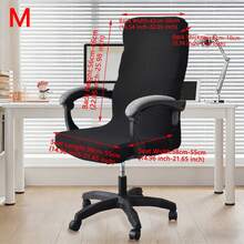 1pc Twill Black Office Chair Cover, Durable Zipper, Washable Elastic Desk & Chair Slipcover, High Back Computer Chair Protector - Black - View 9