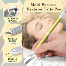 1pc Manual Dual-Head Tattoo Pen, Permanent Makeup Machine, Microblading Eyebrow Lip Pen, Professional Tattoo Artist Tebori Pen - Multicolor - View 3