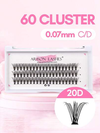 ARISON 3 Rows 60 Clusters C/D Curl DIY False Eyelashes High Quality Apply At Home Convenient And Fast Soft And Light Makeup Tools
