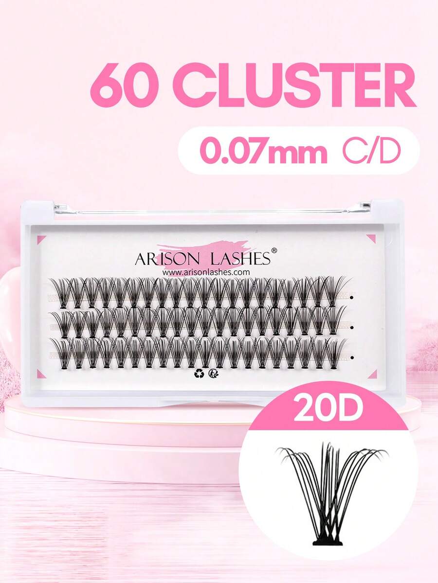 ARISON 3 Rows 60 Clusters C/D Curl DIY False Eyelashes High Quality Apply At Home Convenient And Fast Soft And Light Makeup Tools - C - View 1