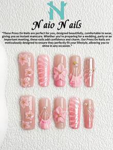 NAIO 10片/套 春夏手工按压式美甲贴片，夏季海滩主题美甲，棺材形/杏仁形/短方形甲片，Y2K 酷炫风格，裸色、粉色法式边，桃花压纹，贝壳波浪图案，Gel-X 美甲设计，粉色渐变，电镀美甲，饰以珍珠和星星金属装饰。乳霜质地，适合女性和女孩，派对、日常佩戴皆宜，附赠工具包，是送给女士的绝佳礼物，也是度假美甲的理想之选。粘贴式假指甲套装，海洋主题礼物，送给她的完美礼物。 - 彩色 - 查看 14