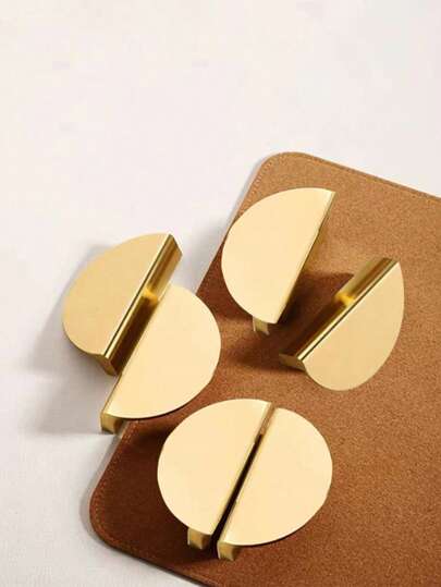 4pcs Modern Semi-Circle Gold Cabinet Pulls, Suitable For Drawers, Wardrobes, Cabinet Doors, Kitchen Cabinets, Shoe Cabinets, Vanities, Children's Rooms, Brass Material, Screws Included