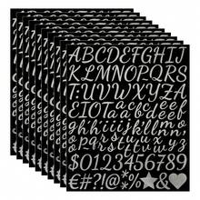 10套（1000张字母+数字+符号贴纸）1英寸手写字母金色和银色元音节日礼物创意DIY文具毕业季DIY字母和数字贴纸（金色，银色） - 銀色-10pcs - 查看 10