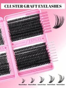640片/套单根假睫毛套装，高容量，10D+20D+30D+40D+50D+60D+80D+100D卷度，长度10-16毫米，可DIY打造自然妆效，浓密纤长，超柔软轻盈，可重复使用，单根假睫毛，适合旅行、日常佩戴（新手友好）、婚礼、约会、派对、节日等场合，也是圣诞节/万圣节/送礼佳品。 - 黑色 - 查看 7
