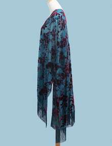 WeHello Women's Boho Burnout Velvet Kimono Long Cover Up With Tassel Casual Cardigan Shawl Flowy Fabric Beachwear Suit Womenswear Clothes Swimwear Coverups SpringStatements - 薄荷綠 - 查看 5