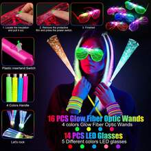 Various Luminous Party Set Decorations, Luminous Accessories: Luminous Glasses, Luminous Ornaments, Luminous Sticks, Luminous Decorative Toy Lights, Luminous Rings, Very Suitable For Party Night Atmosphere Decoration, Birthday Parties, Concerts, Weddings, Outdoor Activities, Holiday Parties, Christmas And Halloween Parties - 多色派對發光套裝 - 查看 7