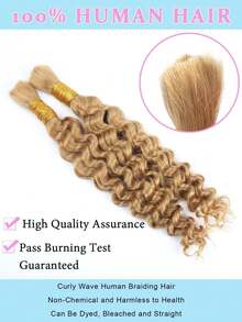 Cabello Humano Rizado Profundo para Trenzas Boho, 2 Paquetes de 35cm (14 Pulgadas), 100g  Extensiones de Cabello Humano Ondulado Natural Negro 1B para Mujeres - #27 Rubio miel - Ver 8