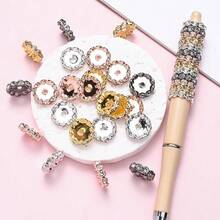 20pcs 15mm Fashion Gold & Silver Wave Shaped Transparent Rhinestone Spaced Beads, Shiny Diamond Rondelle Bead, Perfect For Jewelry Making Bracelet Necklace Earrings DIY Pen Bead Decoration Craft - Wave-shaped Drill Bit - View 4