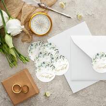 9/45/90 Pcs - 1/5/10 Sheets Greenery Wedding Invitation Stickers, 1.4 Inch, Gold Foil, Waterproof Envelope Stickers For Bridal Shower, Birthday, Baby Shower And Party - A - View 5