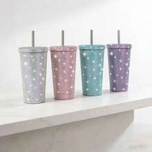 1pc 500ml 304 Stainless Steel Large Capacity Rhinestone Shiny Stainless Steel Insulated Water Bottle, Leak-Proof, Suitable For Birthday Parties, School Events, Holidays, Outdoor Sports, Home And Office Use, Gift For Friends - Multicolor - View 11