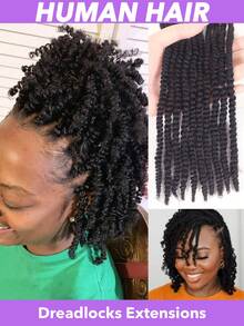 Tóc giả móc sợi xoăn xù 10 sợi, dài 6, 8, 10, 12 inch, tóc thật 10 inch, tóc nối kiểu dreadlock, tóc xoăn móc sợi, tóc xoăn bồng bềnh, tóc thật cho nam/nữ, làm thủ công, tóc nối dreadlock vĩnh viễn, có thể nhuộm, tẩy, xoăn, xoắn, tóc thật móc sợi màu đen tự nhiên - Natural Black - Xem 2