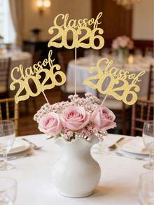 2026毕业季中心装饰品，2026毕业季中心装饰棒，双面闪光2026毕业季派对中心装饰棒，适用于2026毕业季派对桌花瓶装饰，学校毕业主题派对，2026毕业季派对装饰 - 多色 - 查看 4