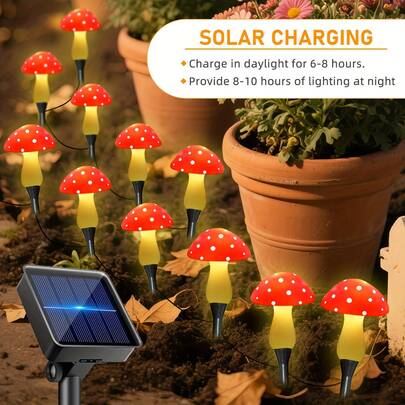 8/12/20 LED Outdoor Solar Mushroom Stake Lights 8 Lighting Modes Garden Path Easter Party Landscape Ornament Gift