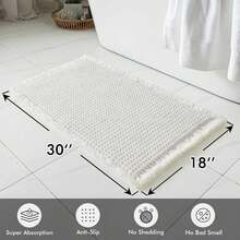 1Pc Waffle Bathroom Rugs, Boho Bath Rugs Non Slip Washable, Super Absorbent Bath Mats, Ultra Soft Rubber Backed Shower Mats For Bathroom Floor, Tub And Shower - 白色 - 查看 11