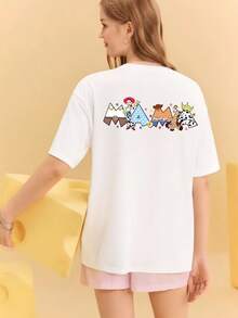 Disney [Sold Individually As A Single Piece] Couple Short-Sleeve T-Shirts. Featuring Toy Story-Themed "DADA" And "MAMA" Lettering Prints. Suitable For Both Men And Women. Casual Summer T-Shirts. Dating Essentials - Blanc pour femmes - Voir 2