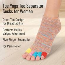 Women's Toe Yoga Separator Socks Open Toe Hallux Valgus Correction Five-Finger Socks Breathable Stretchy Soft Comfortable Foot Care Socks For Yoga Pilates Daily Wear Foot Pain Relief - Colored Powder - View 3