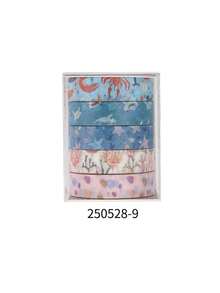 5 Rolls/Box Of Delicate Plant Floral Patterns Washi Tape, Sea Creatures And Planet Print Creative Design Handbook Decoration Tape, Especially Suitable For Decorating Scrapbooks And School Supplies, Surprise Gifts For Friends - Sets - View 12