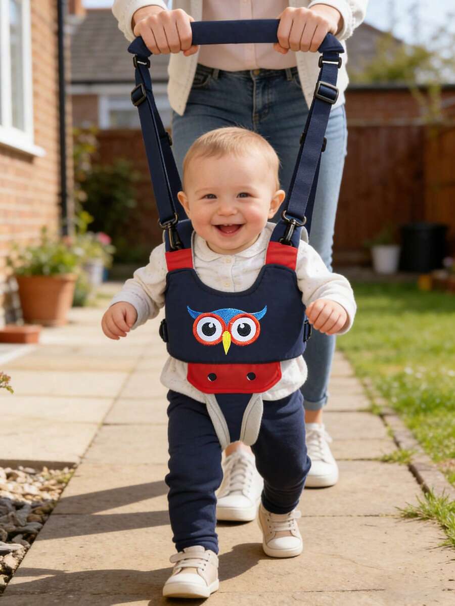 1 pieza Nuevo Asistente de Caminata Ajustable para Bebés Mejorado, Ayuda de Caminata con Diseño de Búho de Dibujos Animados, Arnés de para Caminar Unisex para Bebés, Despídete de Inclinarte, Cinturón de Asistencia para Caminar Anti-Caídas, Entrenador de Caminata para Bebés