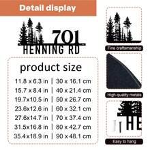 Customized Large Metal Address Plaque - Personalized Pine Tree Design Name Sign, Weather-Resistant Iron Wall-Mounted House Number Plate, Outdoor Decor, Housewarming Gift, Fall Decor - Black - View 8