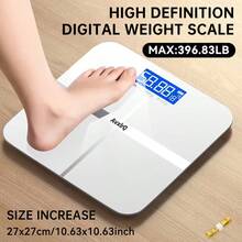 belibuy Weight Scale Electronic Scale, 396 Pound Digital Bathroom Scale, High-Precision Weight Scale With LCD High-Definition Display And Temperature Display (Switchable Between KG And Scale), Ultra Wide Platform, High-Precision Electronic Weighing - White - View 1