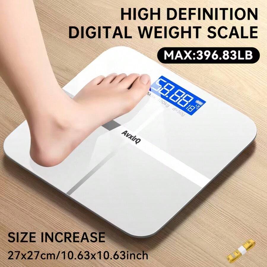 belibuy Weight Scale Electronic Scale, 396 Pound Digital Bathroom Scale, High-Precision Weight Scale With LCD High-Definition Display And Temperature Display (Switchable Between KG And Scale), Ultra Wide Platform, High-Precision Electronic Weighing - White - View 1