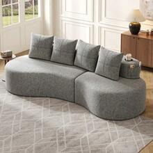 Sofas & Couches - 淺灰色 + 亞麻布 + 泡棉 + 四座 - 查看 5
