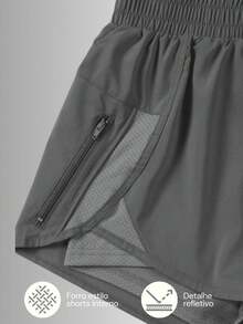 Fitness Shorts With Internal Pocket And Reflective Detail – Performance, And Comfort. - Xám - Xem 2