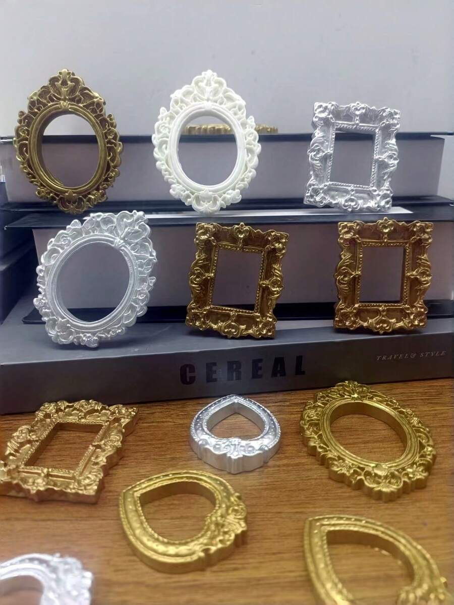 Vintage European Baroque Mini Gold Photo Frame, Nail Art, Jewelry, Decor, DIY Craft Supplies, Photography Props, Figurine Display - Multiple Styles - View 1