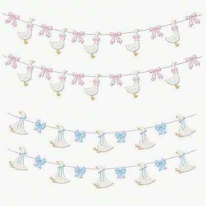 15Pcs/Set Pink&Blue Silly Goose Birthday Banner And Bow Silly Goose Party Decoration, Farm Animal Shower, Birthday, Party, Gender Revealing Decoration Banner
