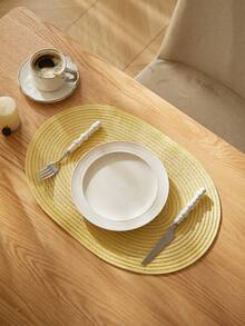1/2/4/6/8pcs Minimalist Ombre Beige Oval Polyester Placemats - Yellow - View 4