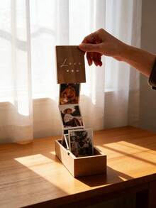Personalized Wooden Accordion Photo Album - Customizable To Preserve Your Cherished Memories, Handcrafted From Natural Wood Memory Storage Box, Suitable For Family Photos, Couple Portraits, Travel Moments And Special Occasions. Foldable Photo Display Box, Can Be Engraved With Name/Initials, A Unique Handmade Gift For Anniversary - Multicolor - View 9