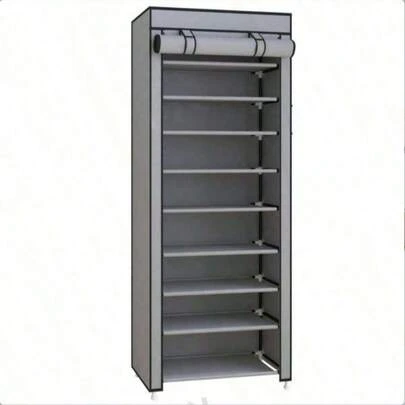 מתקן נעליים בן 10 קומות עם 9 תאים וכיסוי נגד אבק, מארגן אחסון נעליים
