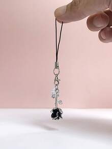 Enchufe antipolvo de aleación de rosa negra 3D con mosquetón y cuerda, accesorio multifuncional para teléfono, colgante para bolso, compatible con iPhone y puerto Tipo-C, regalo para amigos - Multicolor - Ver 11