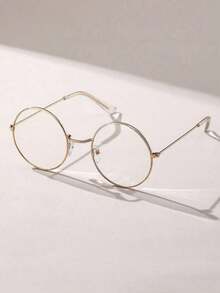 1pc Women Blue Light Glasses Reading Daily School Life Eye Clothing Accessories - 1件金白色扁平 - 查看 7