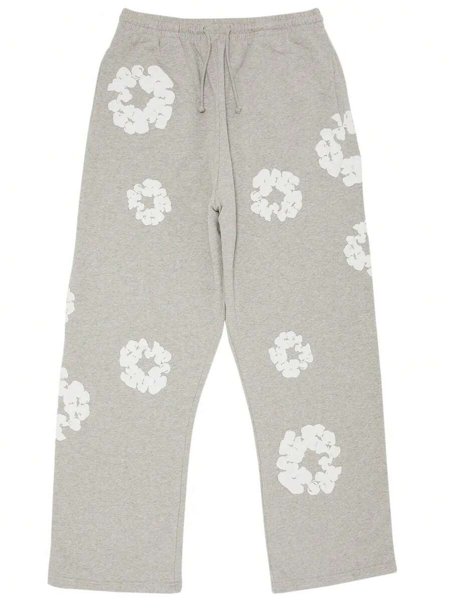Denim Tears Cotton Wreath Baggy Sweatpants 'Grey' - Grey - View 1