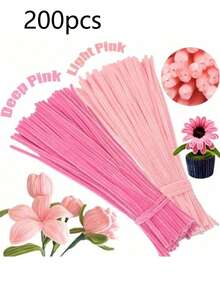 100/200 que nỉ màu hồng hỗn hợp, dày 8mm/0.31in, thích hợp cho đồ thủ công, que nỉ gấp gọn kèm video hướng dẫn, que nỉ lau chùi cho đồ thủ công Giáng sinh, đồ thủ công tự làm và dọn dẹp, trang trí thủ công, quà tặng tốt nghiệp và sinh nhật. - Nhiều màu - Xem 10