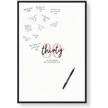 1pc White Signature Board For Birthday Party, Simple Birthday Party Design, Canvas Material, Vertical Signature Blessing Decor, Guest Signature Alternative, Suitable For 21st, 30th, 40th, 50th, 60th Birthday, Heart-Shaped Blank For Signing "Happy Birthday", Express Your Best Wishes, Decoration For Men & Women, Birthday Celebration, Minimalist Wall Art, Poster, Party Decor (No Frame) - Pink - View 2