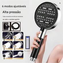 Chuveiro potente com filtro, 6 modos, alta pressão e economia de água, chuveiro de mão com função de filtro, acessório de banheiro  para o banho. - A - Visão 5
